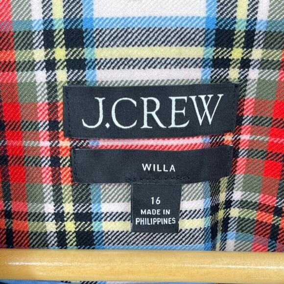 J. Crew Willa Blazer Jacket in Snowy Tartan Plaid Wool Blend Satin Lapel size 16 - Picture 12 of 14
